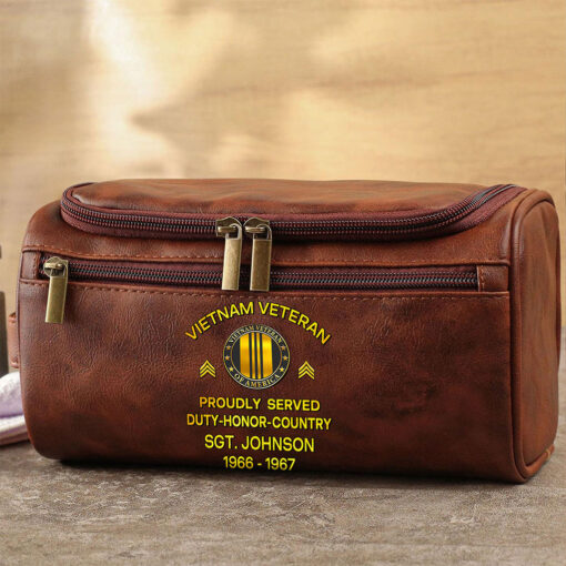Personalized Vietnam Veteran Leather Toiletry Bag, Storage Bag QFTZ5040604 - Image 3