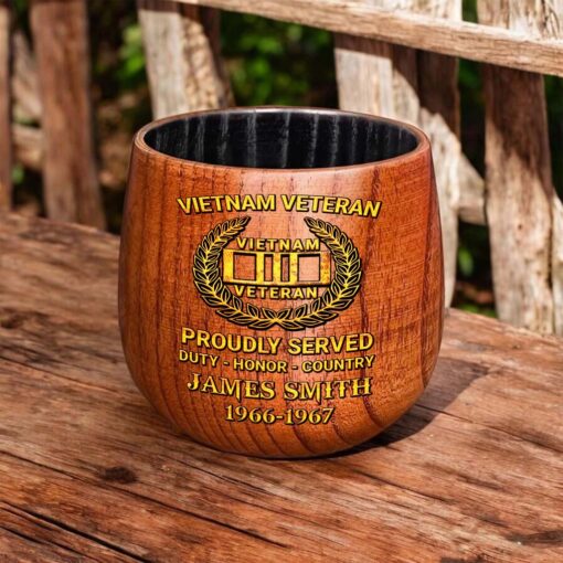 Personalized Vietnam Veteran Wooden Bourbon Whiskey Mug QFTD5060604 - Image 6