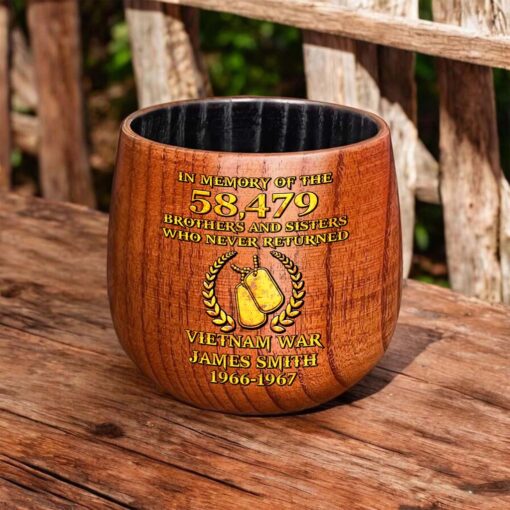 Personalized Vietnam Veteran Wooden Bourbon Whiskey Mug QFTD5060605 - Image 2