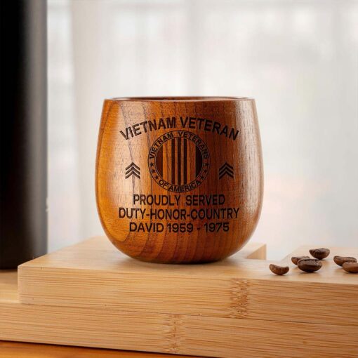 Personalized Vietnam Veteran Bourbon Whiskey Wooden Mug QFPY5060603 - Image 3