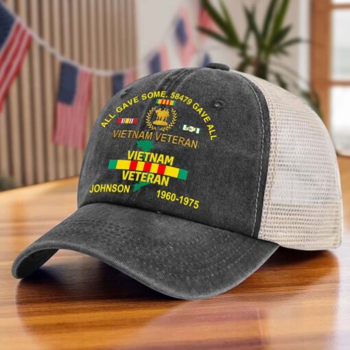 Personalized Vietnam Veteran Baseball Cap, 2D Denim Hat With Mesh QFTD5160602 - Image 7