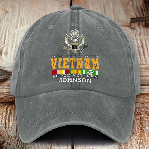 Personalized Vietnam Veteran Distressed Washed Cotton Printed Hat MQHM5100602 - Image 7
