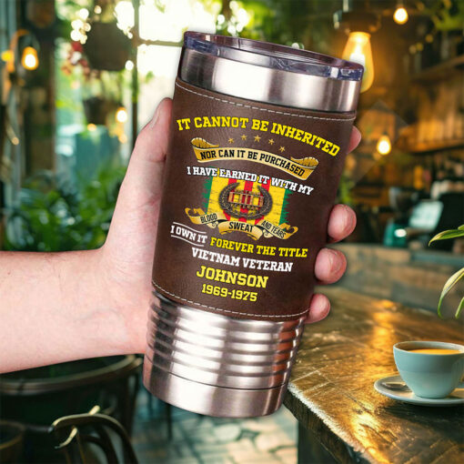 Custom Vietnam Veteran Leather Tumbler THHH5250602 - Image 3