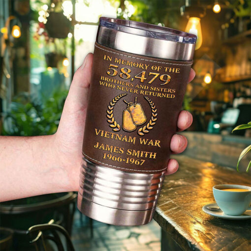 Custom Vietnam Veteran Leather Tumbler THHH5250603 - Image 2