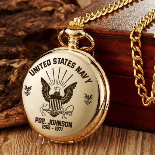 Personalized US Navy Veteran  Vintage Pocket Watch UKHM5260603 - Image 6