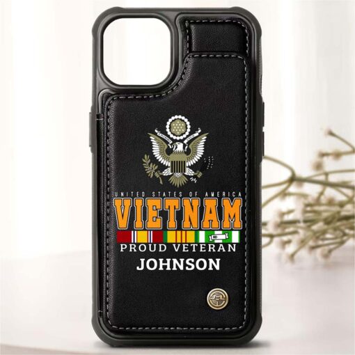 Personalized Vietnam Veteran Leather Flip Wallet Phone Case MQHM5100603 - Image 2