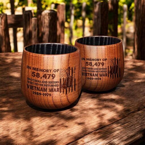 Personalized Vietnam Veteran Bourbon Whiskey Wooden Mug QFPY5060601 - Image 4