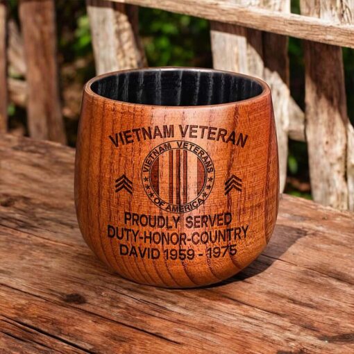 Personalized Vietnam Veteran Bourbon Whiskey Wooden Mug QFPY5060603 - Image 2