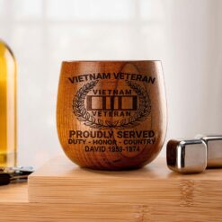 Personalized Vietnam Veteran Bourbon Whiskey Wooden Mug QFPY5060604