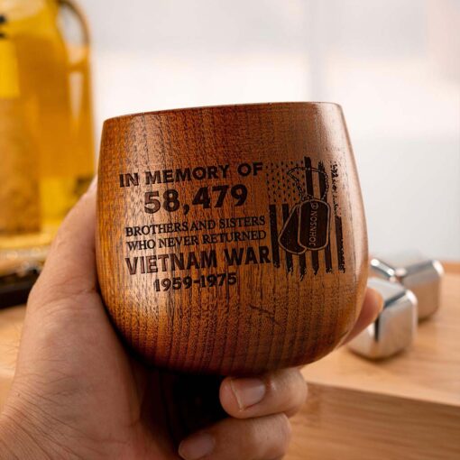 Personalized Vietnam Veteran Bourbon Whiskey Wooden Mug QFPY5060601 - Image 3