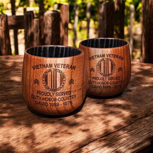 Personalized Vietnam Veteran Bourbon Whiskey Wooden Mug QFPY5060603 - Image 4