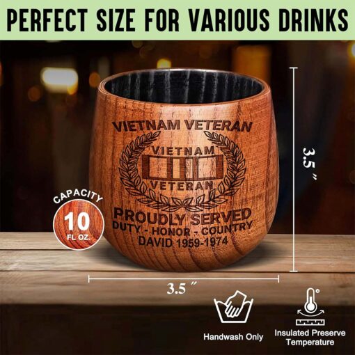 Personalized Vietnam Veteran Bourbon Whiskey Wooden Mug QFPY5060604 - Image 5