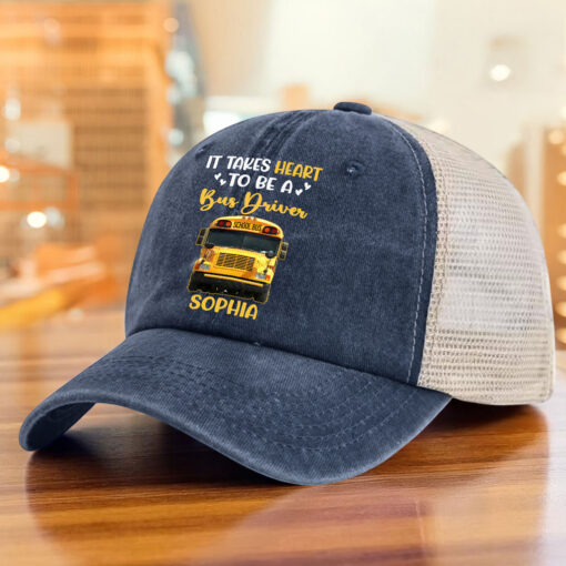 Personalized Bus Driver Demin Hat With Mesh QFHM5180603 - Image 6