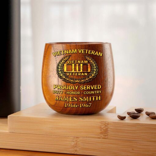 Personalized Vietnam Veteran Wooden Bourbon Whiskey Mug QFTD5060604 - Image 5
