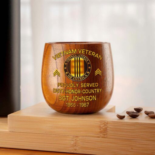 Personalized Vietnam Veteran Wooden Bourbon Whiskey Mug QFTD5060606 - Image 2