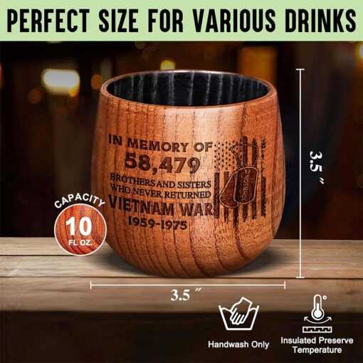 Personalized Vietnam Veteran Bourbon Whiskey Wooden Mug QFPY5060601 - Image 6