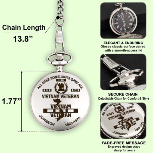 Personalized Vietnam Veteran Vintage Pocket Watch UKHM5260601 - Image 8