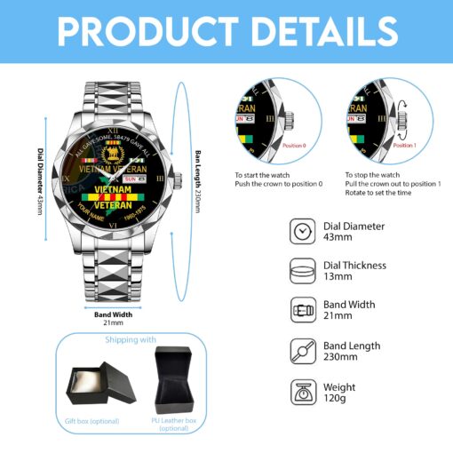 Personalized Vietnam Veteran Alloy Luxury Quartz Watch QFHA5190601 - Image 4