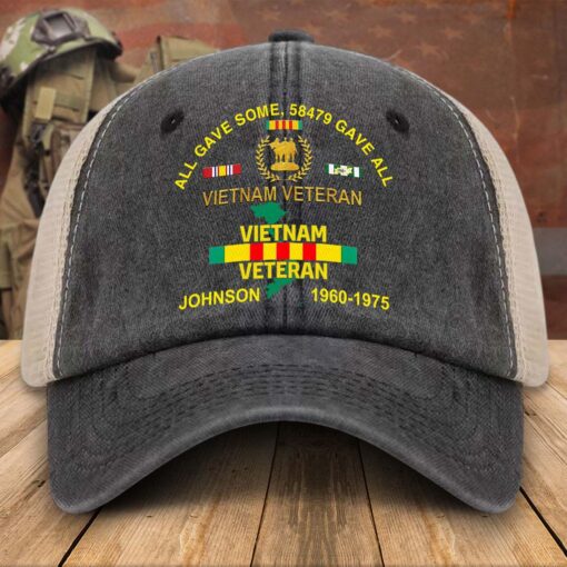 Personalized Vietnam Veteran Baseball Cap, 2D Denim Hat With Mesh QFTD5160602 - Image 2
