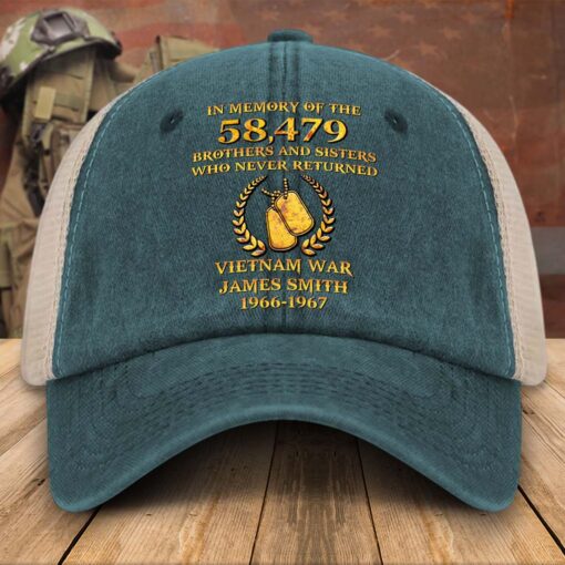 Personalized Vietnam Veteran Baseball Cap, 2D Denim Hat With Mesh QFTD5160605 - Image 3