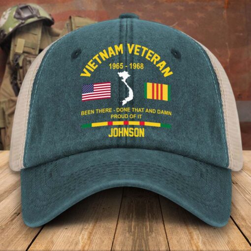 Personalized Vietnam Veteran Baseball Cap, 2D Denim Hat With Mesh QFTD5160601 - Image 4
