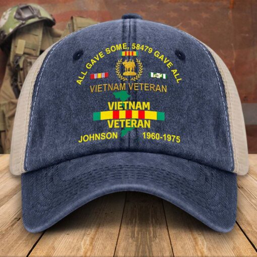 Personalized Vietnam Veteran Baseball Cap, 2D Denim Hat With Mesh QFTD5160602 - Image 4