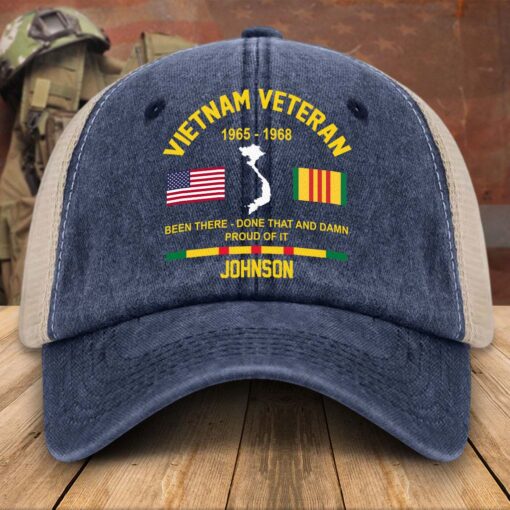 Personalized Vietnam Veteran Baseball Cap, 2D Denim Hat With Mesh QFTD5160601 - Image 3