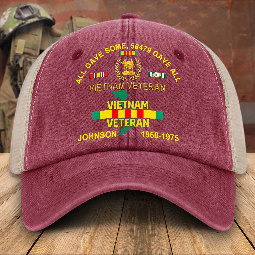 Personalized Vietnam Veteran Baseball Cap, 2D Denim Hat With Mesh QFTD5160602 - Image 3