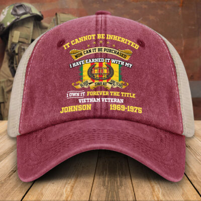 Personalized Vietnam Veteran Baseball Cap, 2D Denim Hat With Mesh QFTD5160603