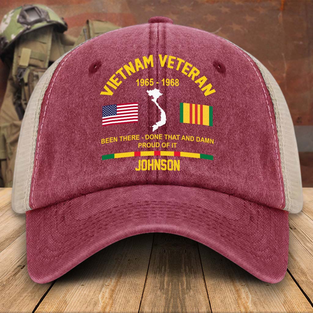 Personalized Vietnam Veteran Baseball Cap, 2D Denim Hat With Mesh QFTD5160601 - Image 2