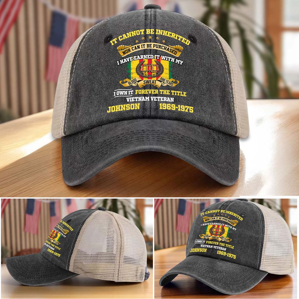 Personalized Vietnam Veteran Baseball Cap, 2D Denim Hat With Mesh QFTD5160603 - Image 5
