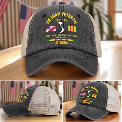Personalized Vietnam Veteran Baseball Cap, 2D Denim Hat With Mesh QFTD5160601 - Image 5
