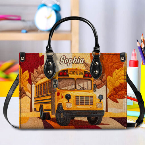 Personalized School Bus Driver Leather Pu Handbag QFTO5160701 - Image 2