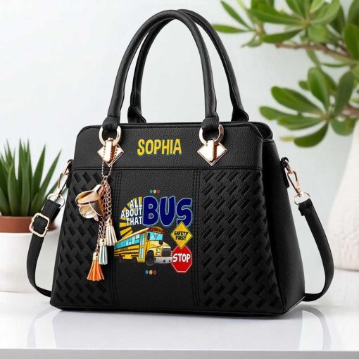 Custom School Bus Driver PU Leather Deluxe Handbag UKND5160705 - Image 2