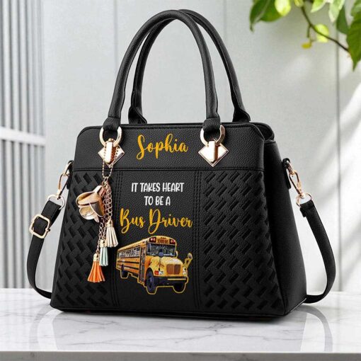 Custom School Bus Driver PU Leather Deluxe Handbag UKND5160704 - Image 2