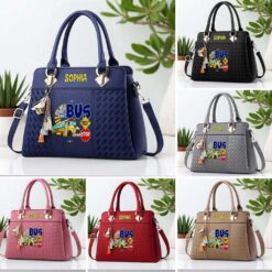 Custom School Bus Driver PU Leather Deluxe Handbag UKND5160705