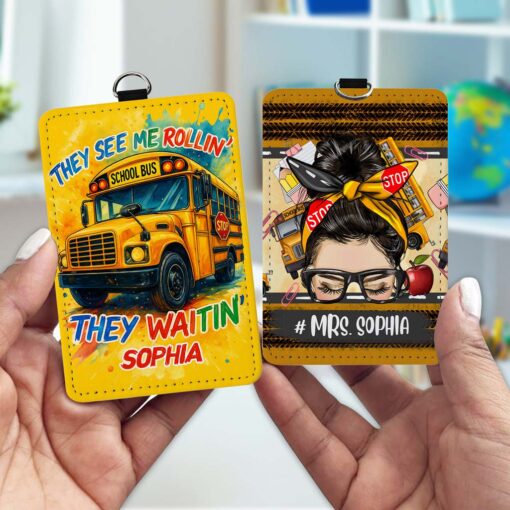 Personalized School bus driver ID card holder NPHM5190701 - Image 2