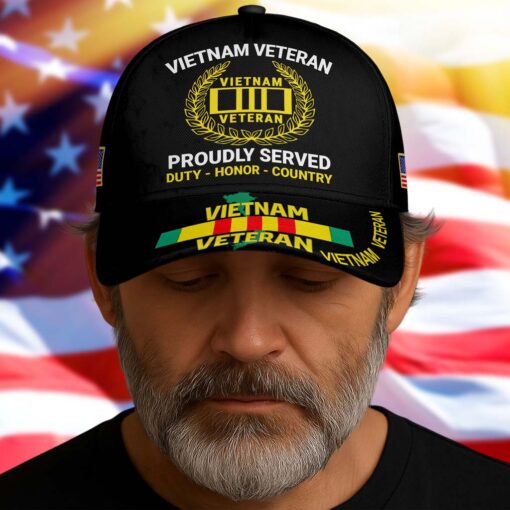 Vietnam Veteran Cap, Proudly Served, Duty - Honor - Country, Military Gifts Cap UKTD5250703 - Image 6