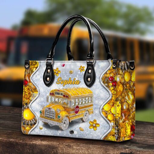 Personalized School Bus Driver Leather Handbag And Wallet QFTD5140702 - Image 2