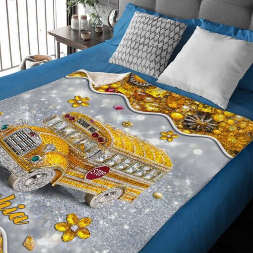 Personalized School Bus Driver Fleece Blanket QFTD5140703 - Image 2
