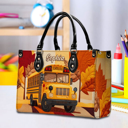 Personalized School Bus Driver Leather Pu Handbag QFTO5160701 - Image 3