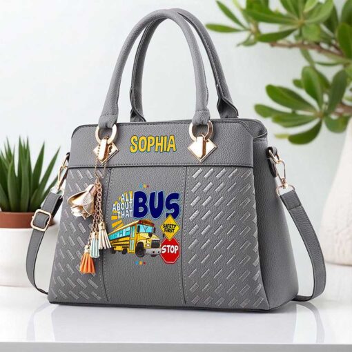 Custom School Bus Driver PU Leather Deluxe Handbag UKND5160705 - Image 6