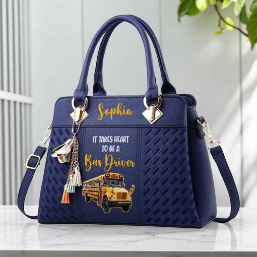 Custom School Bus Driver PU Leather Deluxe Handbag UKND5160704 - Image 7
