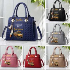 Custom School Bus Driver PU Leather Deluxe Handbag UKND5160704