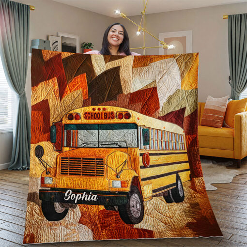 Custom School Bus Quilt Blanket THTO5160703 - Image 2