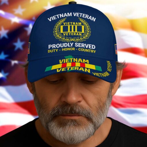 Vietnam Veteran Cap, Proudly Served, Duty - Honor - Country, Military Gifts Cap UKTD5250703 - Image 5