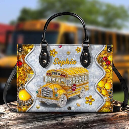 Personalized School Bus Driver Leather Handbag And Wallet QFTD5140702 - Image 3