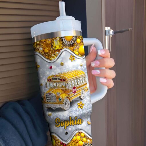 Personalized School Bus Driver 40oz Tumbler QFTD5160702 - Image 3