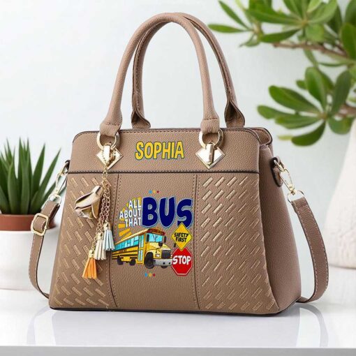 Custom School Bus Driver PU Leather Deluxe Handbag UKND5160705 - Image 5