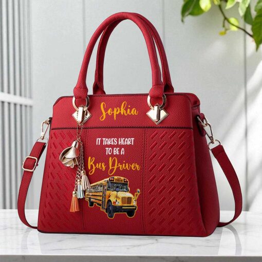 Custom School Bus Driver PU Leather Deluxe Handbag UKND5160704 - Image 6